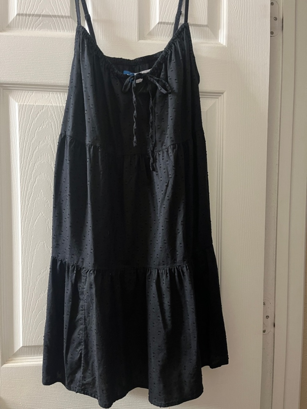 Old Navy Black Mini Sundress with Eyelet Texture